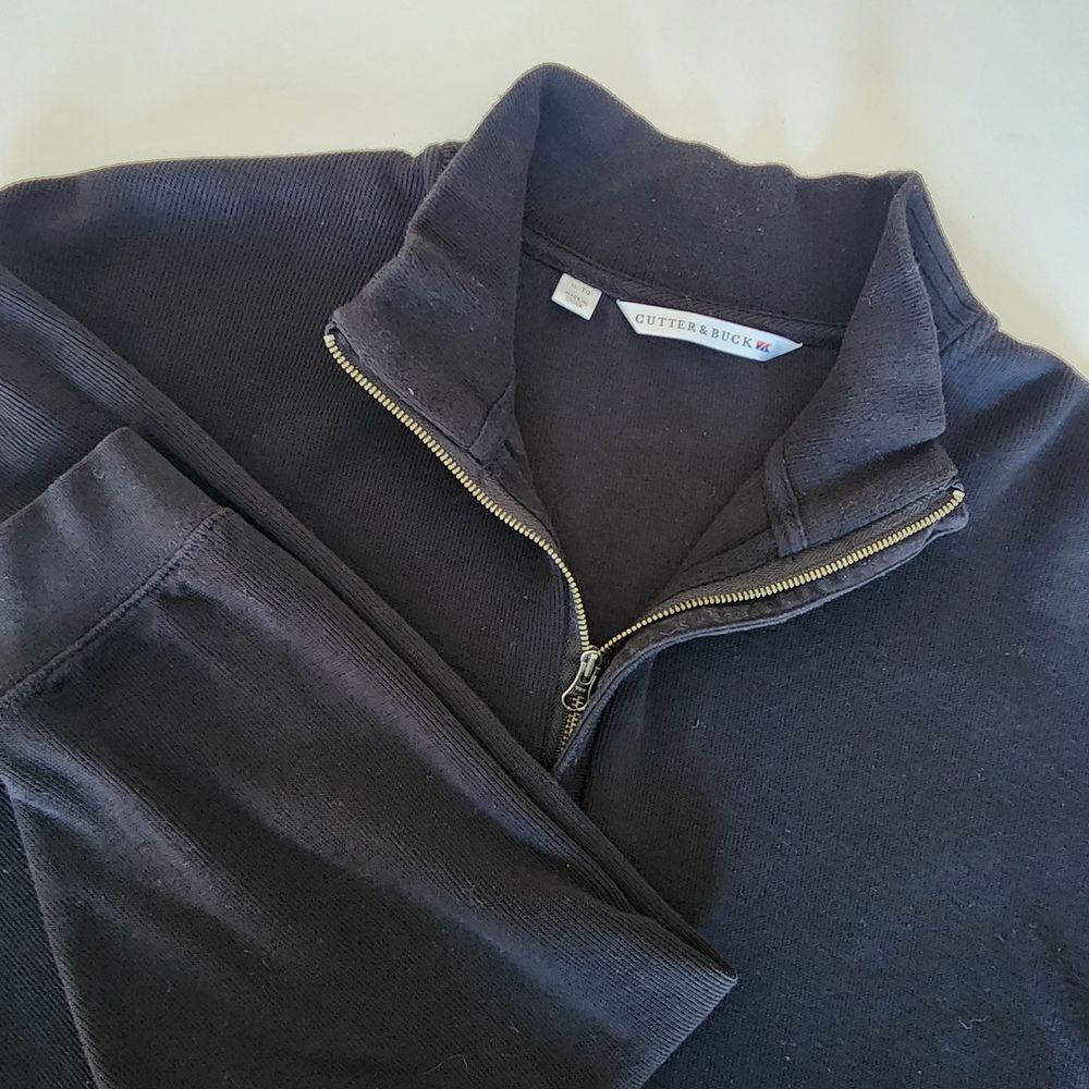 Cutter & Buck black‎ 1/4 zip pullover sweater mens size XL